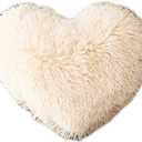 MorroMorn Almohadas esponjosas de corazn, almohada decorativa peluda para sof cama, bonita decoracin de habitacin para mujeres, nias y nios (caqui)