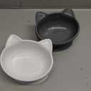 Kitty City Elevated Cat Bowls (Set of 2), Whisker-Friendly Raised Cat Food & Water Dishes, Modern Pedestal Design, Dishwasher Safe, 6.5 oz Each  White & Gray