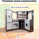 KidKraft Ultimate Corner Wooden Play Kitchen with Lights & Sounds, Play Phone and Curtains, Espresso, Gift for Ages 3+, Medium