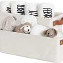 StorageWorks Narrow Storage Bins, Small Basket for Closet and Shelves, Fabric Organizer with Handles, Toilet Paper Storage, Beige, 2-Pack (15"L x 6"W x 5"H, Beige)