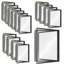 Menu Covers Restaurant 8.5x11 Inch - 15-Pack Black Leather-Style Waterproof Holders with 3-Pocket Side-Loading Sleeves & Gold Corners for Upscale Dining
