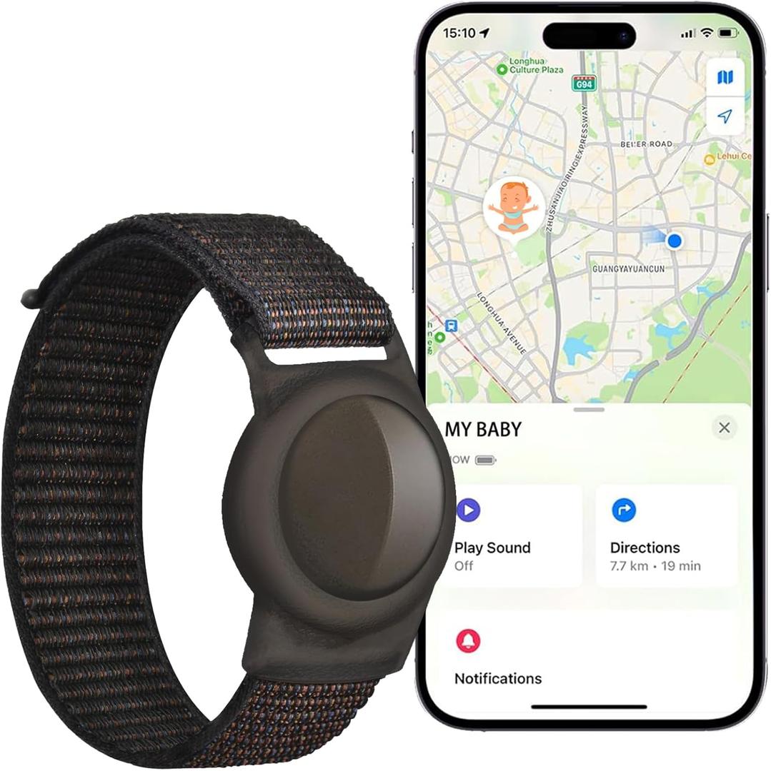 GPS Tracker for Kids (iOS only), Teen, Special Needs, and Elderly - Real-Time Mini Locator Watch Band with No Monthly Fee - Hidden Tracking Device for iOS - Works with Apple Find My