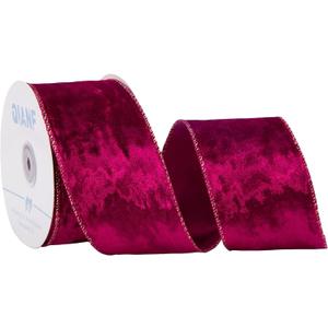 Burgundy Velvet Wired Edge Ribbon, 2.5 Inch x 10 Yards Crushed Velvet Christmas Ribbon for Christmas Tree Decoration Gift Wrapping Garland Wreaths Bows Making