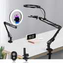 Overhead Camera Mount with 10" Selfie Ring Light,Adjustable Phone Arm Stand, Desk Tripod Holder Content Creator Lighting Kit with Remote for iPhone Filming,Video Recording,Tiktok,YouTube