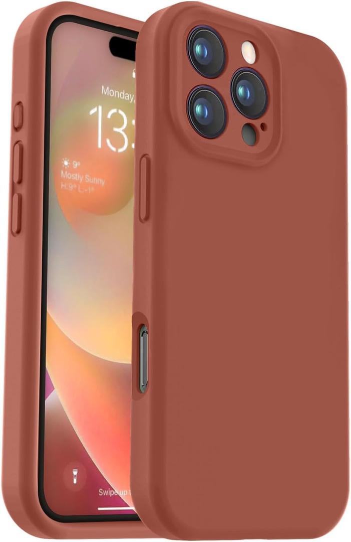 Vooii Compatible with iPhone 16 Pro Max Case, Liquid Silicone Upgrade [Camera Protection] [Soft Anti-Scratch Microfiber Lining] Shockproof Phone Case for iPhone 16 Pro Max 6.9 inch - Caramel