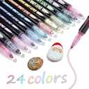 24 Colors Shimmer Outline Markers for Teen Girl Trendy Stuff, Metallic Glitter Pens Sparkle Glitter Markers Kids Age 4-14 Year Old Coloring Drawing Art Supplies Scrapbook Craft Cards Supplies