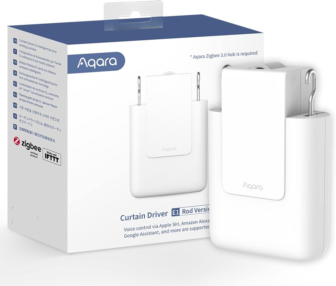 [Upgraded Version] Aqara Smart Curtain Motor E1 (Rod Version, 1 Pack), Requires AQARA Zigbee 3.0 HUB, Not Support Hubs from Other Brands, Support HomeKit, Alexa and IFTTT