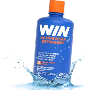 WIN Activewear Detergent - Active Fresh - 32oz Bottle - Sports Detergent for Sweaty Workout Clothes and Team Uniforms (32 Fl Oz (Pack of 1))