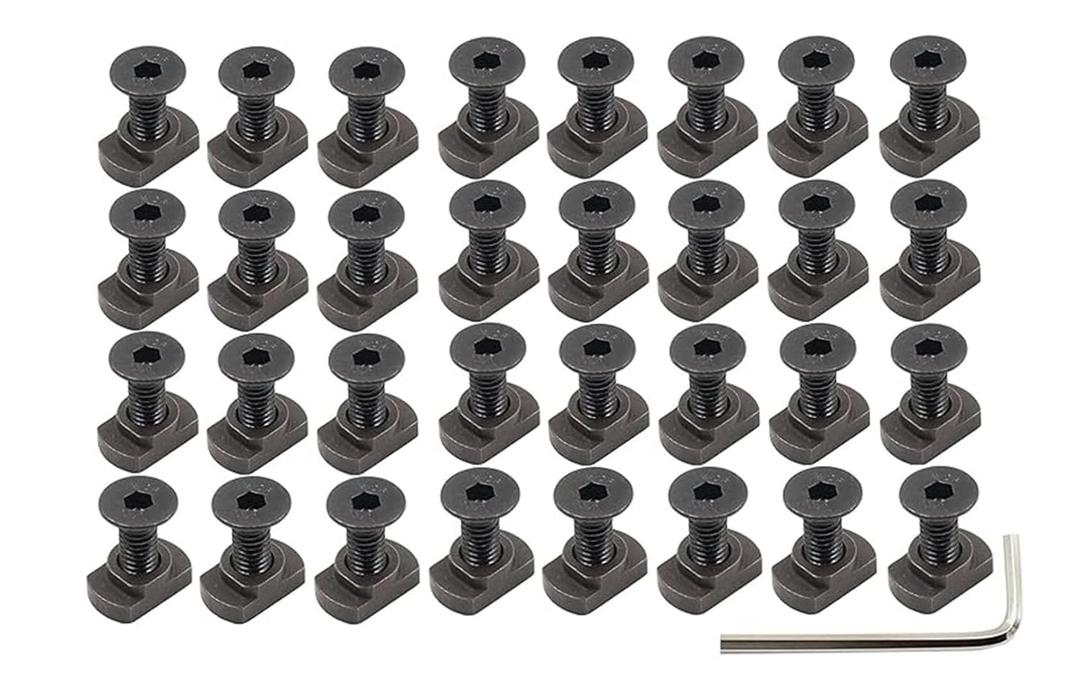 50 Pack M5 T-Nut Screw Replacement Sets, with Thread Locking Screws