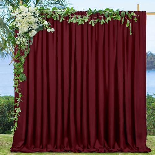 10ft x 8ft Burgundy Backdrop Curtains Polyester Photography Drapes Fabric 4 Panels 5ft x 8ft for Baby Shower Wedding Party Birthday Decorations