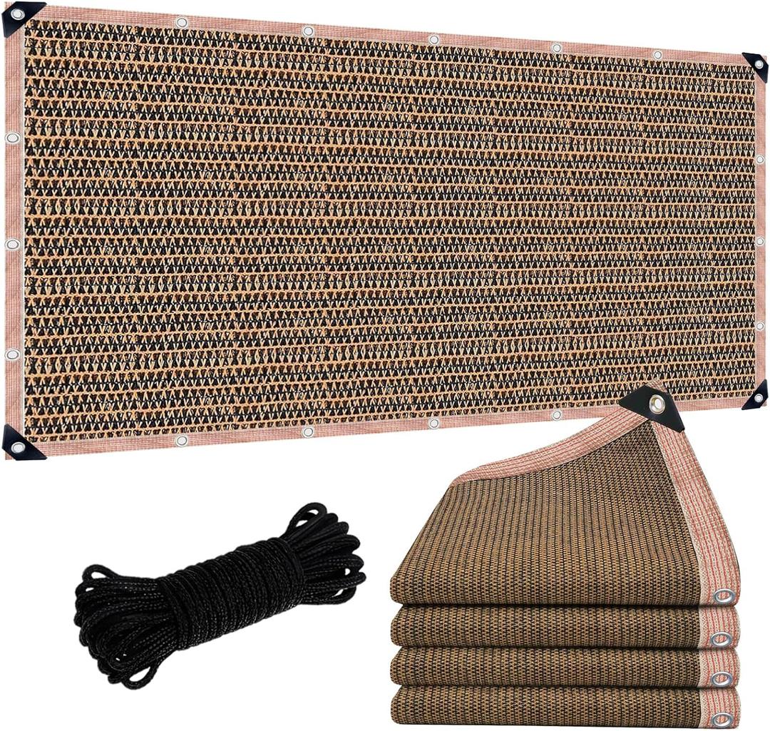 90% Shade Cloth Sun Shade Fabric Privacy Screen Shade Cover for Patio Garden Pergola Shade Cover Canopy with Gromments, 6 x 8 FT, Mocha