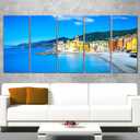Designart Camogli Church on Sea and Beach View-Extra Large Seashore Canvas Art-60x28 5 Piece-PT11385-401, 60x28-5 Equal Panels