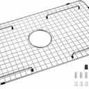 Kitchen Sink Grate for Bottom of Sink 29-1/2"X15-9/16", 304 Stainless Steel | Sink Grid Single-Bowl Farm Sink Protector Metal Grill Rack Centered Drain with Corner Radius 3/8" and Soft Rubber Feet 20pcs