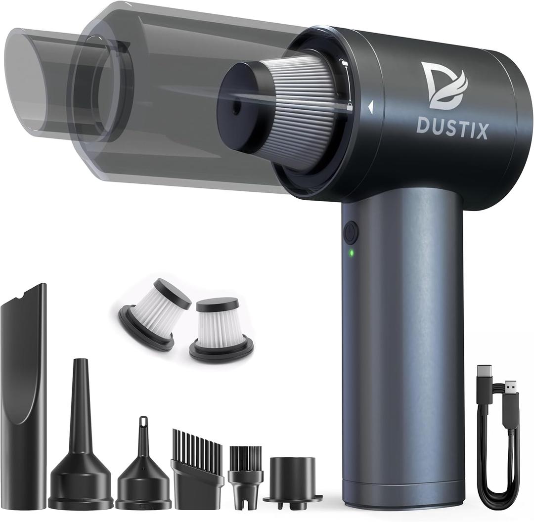 Handheld Car Vacuum Cleaner & Air Blower Cordless Mini Powerful 12000Pa Suction, Portable Small Hoover, HEPA, Accessories for Interior, PC, Home & Kitchen