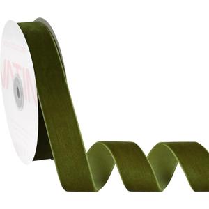 VATIN Olive Velvet Ribbon 1" Green Premium Plush Velvet Woven Edge Velvet Ribbon for Christmas Tree,Gift Wrapping,Flower Bouquet,Wreath Decorations,Bow Making- 10 Yards