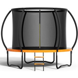 Zevemomo 8FT  Trampoline Outdoor, Trampolines for Kids & Adults, Pumpkin Trampolines with Safety Net, Ladder, Coating Metal Frame, ASTM Approved Large Backyard Trampoline for Kids
