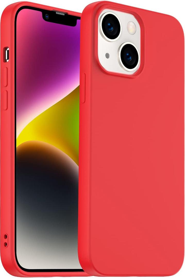 Designed for iPhone 14 Plus Case, Silicone Ultra Slim Shockproof Phone Case with Soft Anti-Scratch Microfiber Lining, [Enhanced Camera Protection] 6.7 inch (Red)
