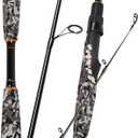 Fiblink 4-Piece Travel Fishing Rod, Spinning & Casting Rod with Camo EVA Handle, Portable Freshwater Carbon Fiber Pole, 7'6" Medium