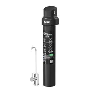 Pureal Hybrid Home PPU-1700D Under Sink Water Filter System with Faucet, 20K Gallons, NSF/ANSI 42&372, Mineral Sediment Carbon Block KDF Polyphosphate Filter for Scale & Lead & Chlorine (17inch)