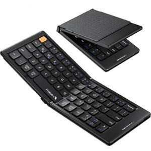 ProtoArc Foldable Compact Keyboard, XK04 Portable Bluetooth Keyboard with PU Leather Cover, Pocket-Sized Wireless Travel Keyboards for iPad, iPhone, Smartphone, Tablet and Laptop - Black  