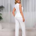 Womens Vest Sets 2 Piece Outfits Pant Suits for Women Dressy Sleeveless Blazer and Wide Leg Pants Set Business Casual