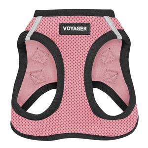 Best Pet Supplies Voyager Step-in Air Harness - All Weather Mesh, Reflective, No Pull Harness for Dogs, Cats - Secure with Hook & Loop Fastener, Buckle, Double D-Rings -Harness (Pink/Black Trim), XXS (Chest: 12 - 13.5")
