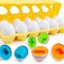 Toddler Eggs Toys,Montessori Geometric Egg Early Fine Motor Skills Learning Color Sorting & Shape Sorter Matching Game Easter Basket Stuffers Toys for Kids Boys Girls Ages 1-3