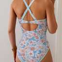 B2prity Women's V Neck One Piece Swimsuit Tummy Control Slimming Bathing Suit Double Straps Crisscross Back Swimwear (XXL)