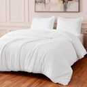Amazon Basics Duvet Cover Set with Jacquard Geometric Pattern, 3-Piece with 1 Duvet Cover and 2 Pillow Shams, Comforter Not Included, Queen, White