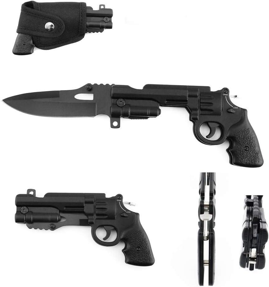 Revolver Folding Knife 44 Mag Assist Open Pocket Knife Tool (Black)