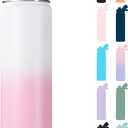 Fijinhom 24 oz Insulated Water Bottle with Handle, 304 Stainless Steel Water Bottles with Wide Mouth, Double Wall Vacuum Sports Water Bottle, BPA Free, Keep Cold and Hot, Strawberry Milk