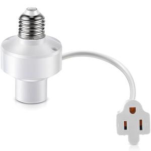 Enhon 1 Pcs 3 in 1 Light Socket Outlet Adapter, E26 Light Socket to Plug Adapter with Extension Cord, 3 Prong Bulb Outlet Converter for Indoor Outdoor Garage, Porch, Patio, Camera, LED Strip (White)