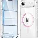 FNTCASE for iPhone Air Case Clear: Magnetic Phone Cases Compatible with Magsafe Slim Anti Yellowing Military Grade Drop Protection Rugged Shockproof Protective Transparent Cell Cover (C-A Pink)