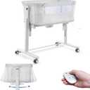 Self Rocking Bassinet, Electric Rocking Bassinet for Baby, White, Crib