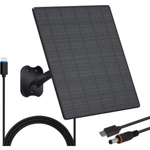 Zivif 10W Solar Panel for Security Cameras, 5V Solar Charger with USB-C/Micro USB/DC 5.5x2.1mm Ports, IP66 Waterproof, Adjustable Mount & 7.2FT Cable
