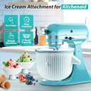 Ice Cream Maker Attachment for KitchenAid Stand Mixer, Ice Cream Bowl Compatible with 4.5Qt and Larger Stand Mixers, Ice Cream & Sorbet Gelato Maker Attachment, 2 Quart, White