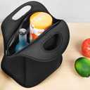 Waterproof Lunch Bag Double Layer Leakproof Neoprene Insulated Lunch Bag Freezable Black Reusable Thermal Lunch Cooler Tote Lunch Box for Boys Men Women Adult Kids for Work Outdoor