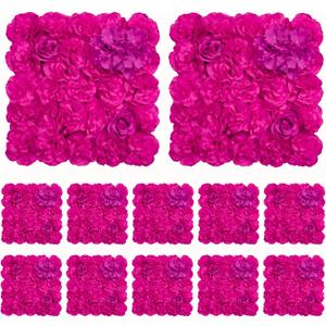 12pcs Flowers Wall Backdrop 16.5"x16.5" Artificial Floral Panels