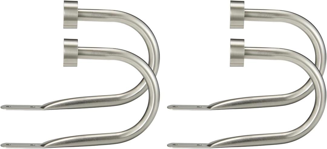 Premium Curtain Holdback, Quality Metal Decorative Curtain Holdbacks with Zinc Alloy Cap Finials,Rust-Proof, Set of 4 Window Curtain Holdbacks,Satin Nickel