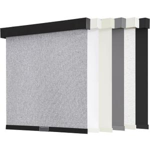 AOSKY Blackout Roller Shades Cordless Blinds for Windows, Free-Stop Shades with Valance, Thermal Insulated Fabric, UV Protection, Natural Woven Blinds for Home (35.5" W x 72" H, Heather Grey)