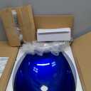 Blue Bathroom Vessel Sink 22 Inch Glass Vessel Sink with Waterfall Faucet and Pop-Up Drain Combo,Tempered Glass Bathroom Sink Above Counter Oval Sink Bowl