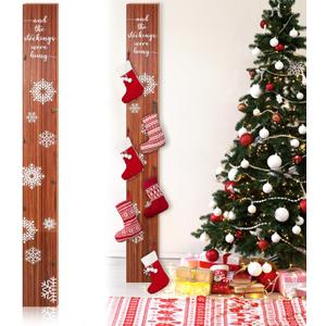 70 Inch Freestanding Christmas Stocking Holder with 6 Hooks Vertical Collapsible Holder Stand The Stocking were Hung Wood Sign for No Fireplace Small Homes Xmas Decoration