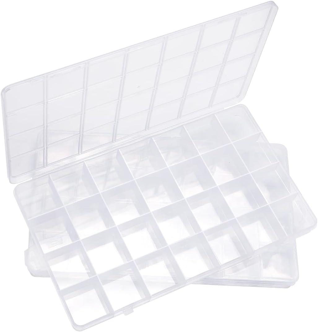 Eppingwin 28 Grids Bead Organizer, Craft Organizers and Storage, Acrylic Organizers, plastic Bead Organizer Box for Crafts Organizing Storing (2 Pack)