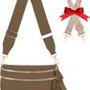 Bum Bags for Women Checkered Crossbody Bag Large Nylon Belt Purse Fanny Packs, Bonus with a Extra Strap (Brown(No Wallet))