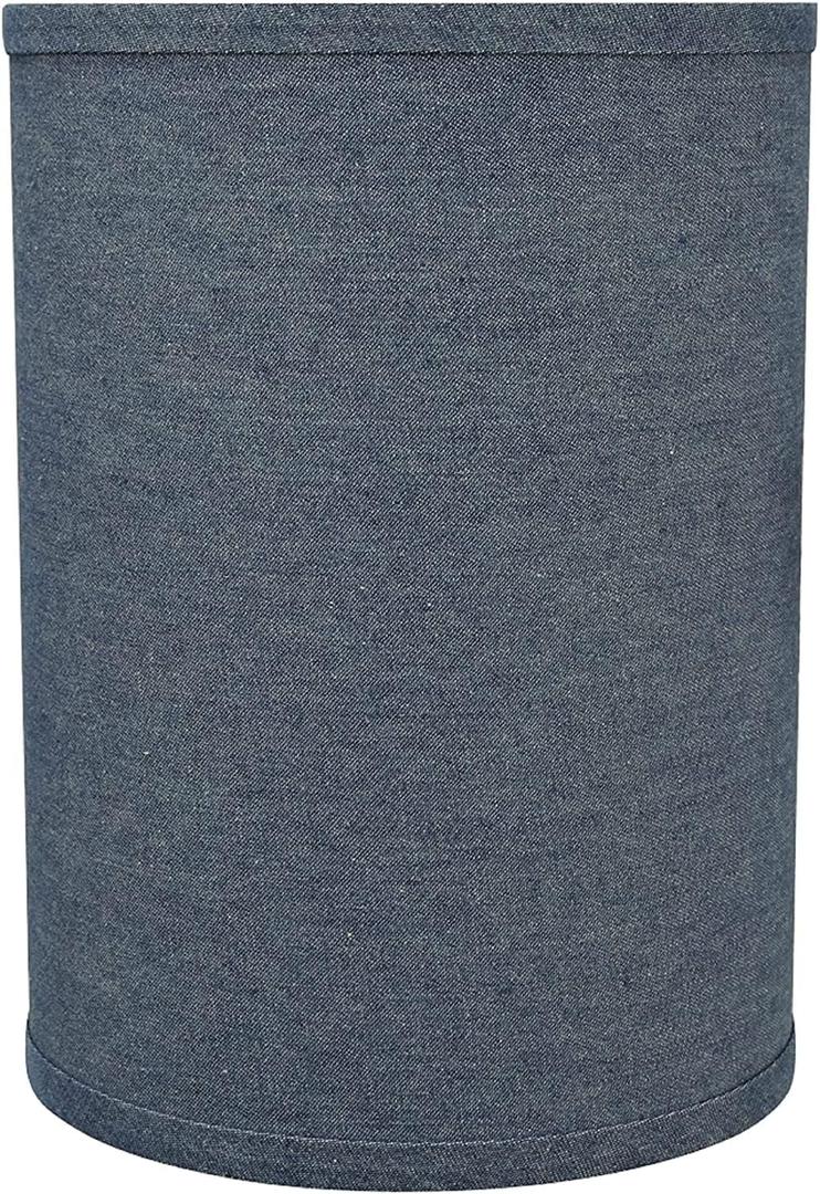 Aspen Creative 31112A Transitional Drum (Cylinder) Shaped Spider Fitter Lamp Shade in Washing Blue Denim, 8" wide (8" x 8" x 11")