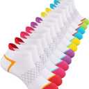 Comfoex 12 Pairs Girls Socks Ankle Athletic Socks Cotton Sports Socks With Cushioned Sole For Big Little Kids (10-12 Years)