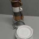 Sweese 2.5 Ounce Espresso Cups Set of 4, Porcelain Stackable Coffee Cups with Saucers and Metal Stand, Multicolor