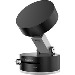 TANSEY Magnetic Vacuum Phone Holder, Foldable 360 Swivel Mount with Suction Cup, Double-Sided Stand for Car, Mirror, Gym, Kitchen, Desk & Travel, Hands-Free, Black