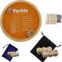 Farkle Dice Tray, Farkle Classic Dice Game with 17.7" Collapsible Wooden Tray and 6 Large 6 Small Wooden Pearl Dice and a Scoreboard Set, Classic Home Game Stand (17.7-inch Bundle)