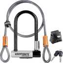 Kryptonite Kryptolok Mini-7 Bike U-Lock with Cable, Heavy Duty Anti-Theft Bicycle U Lock, 12.7mm Shackle and 10mm x4ft Length Security Cable with Mounting Bracket and Keys